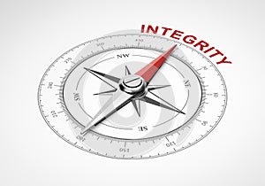 Compass on White Background, Integrity Concept