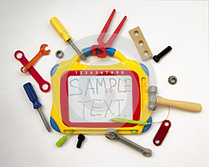 Magnetic drawing Board with children's toys , tools, spanner, ha