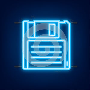 Magnetic floppy disc. Flat icon. Vector illustration. Vector illustration