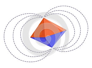 Magnetic force and electromagnetic field. Polar magnet scheme. Educational magnetism physics presentation, horseshoe and