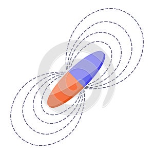 Magnetic force and electromagnetic field. Polar magnet scheme. Educational magnetism physics presentation, horseshoe and