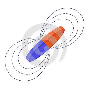 Magnetic force and electromagnetic field. Polar magnet scheme. Educational magnetism physics presentation, horseshoe and