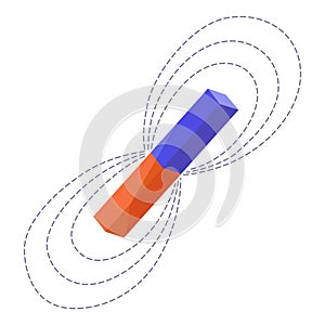 Magnetic force and electromagnetic field. Polar magnet scheme. Educational magnetism physics presentation, horseshoe and