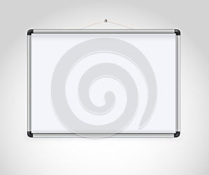 Magnetic marker whiteboard realistic Empty whiteboard with marker pens and magnets. Business presentation office