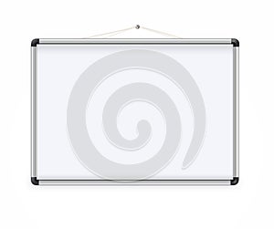 Magnetic marker whiteboard realistic Empty whiteboard with marker pens and magnets. Business presentation office