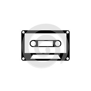 Magnetic Retro Audio Music Cassette Tape. Flat Vector Icon illustration. Simple black symbol on white background. Retro