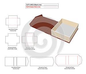 Magnetic Rigid Box, luxury angle face rigid boxes dieline template