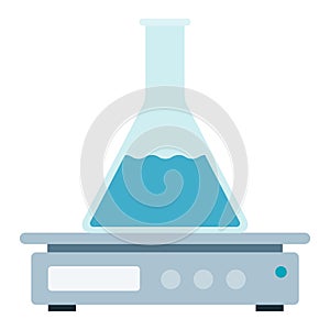 Magnetic stirrer with conical flask vector icon flat isolated photo