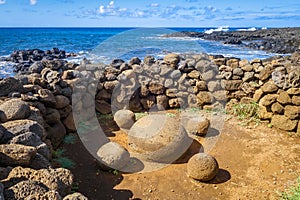 Magnetic stones, ahu Te Pito Kura, easter island