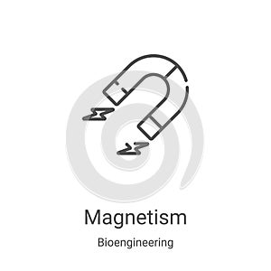 magnetism icon vector from bioengineering collection. Thin line magnetism outline icon vector illustration. Linear symbol for use