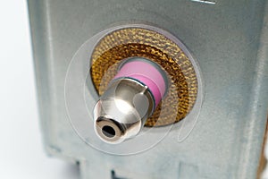 Magnetron tube used in microwave ovens close up