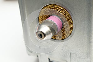Magnetron tube used in microwave ovens close up