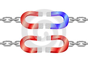 Magnets on chains attract power energy symbol photo