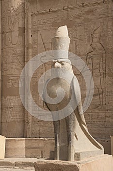 Magnificent and ancient temple of Edfu, located on the western bank of the Nile River in Egypt, Africa