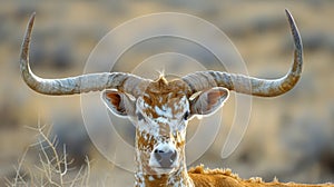 Magnificent Animal With Large Horns Close Up