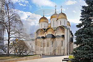 The Magnificent Assumption Cathedral framed by Trees in Moscow K