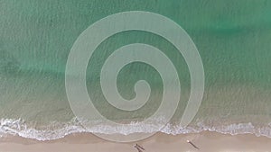 A magnificent bird`s-eye view of the emerald Sea from the drone`s camera. 4K. Netanya, Israel