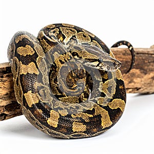 Coiled Borneo Short-tailed Python on a Branch