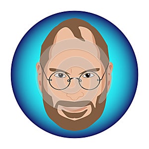 Magnificent caricature design for Steve Jobs in a blue circle