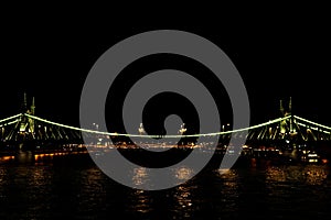 Magnificent Chain Bridge Szechenyi Lanchid at night in beautiful Budapest, Hungary