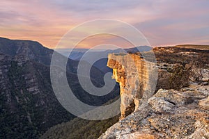 Magnificent cliff escarpment and deep valley views with sunset sky