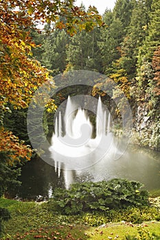 Magnificent dance fountain in Butchard-garden photo