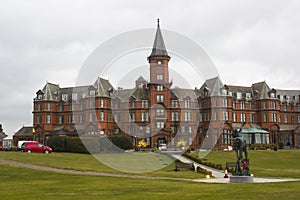The magnificent entrance to the luxurious Slieve Donard Hotel