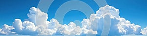 Magnificent fluffy white cloudscape, deep blue sky background , majestic, unburdened, nature