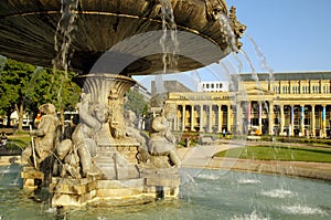 Magnificent fountain on the Schlossplatz in Stuttgart