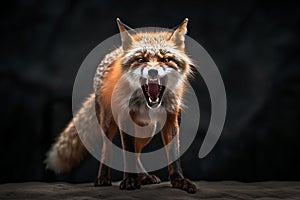 A fox facing forward, ready to attack, Generative AI