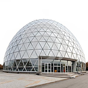 Magnificent Geodesic Dome Exhibition Hall isolated on white background photo