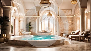 Magnificent hammam in light marble wellness