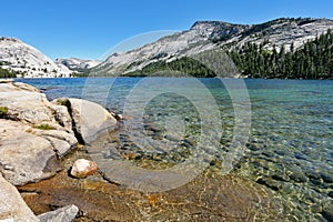 Magnificent huge lake on pass Tioga