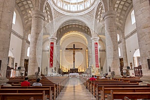 Magnificent interior of Merida Cathedral in Yucatan, Mexico