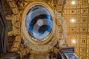 Magnificent interior view of Saint Peter`s Basilica in Vatican City Italy