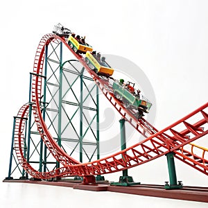 Magnificent Miniature Roller Coaster isolated on white background
