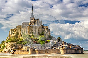 Magnificent Mont Saint Michel cathedral on the island, Normandy, Northern France, Europe