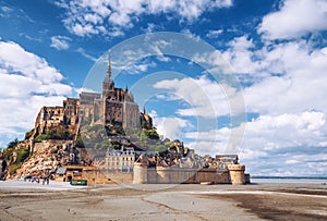 Magnificent Mont Saint Michel cathedral on the island, Normandy, Northern France, Europe