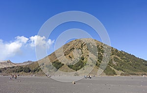 Magnificent mount Batok in Bromo volcano landscape view in sunny morning