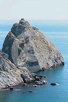 The magnificent nature of the rocky beaches. Beach scenery. Diva Mountain, Crimea, Ukraine