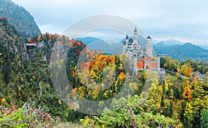 The magnificent New Swan Stone Castle Schloss Neuschwanstein perched on a cliff