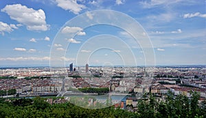 The magnificent panorama of Fourviere Hill to Lyon,