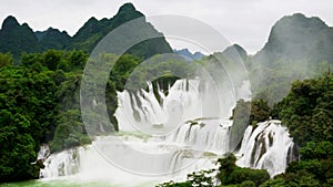 The magnificent scenery of Detian Transnational Waterfall in Guangxi, China