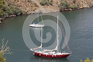 Magnificent sea and floating sail boats