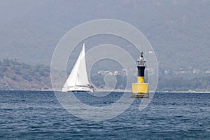 Magnificent sea and floating sail boats