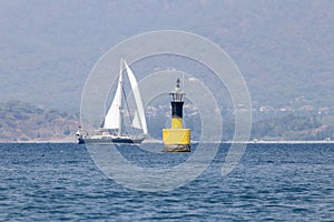 Magnificent sea and floating sail boats