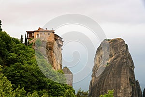 Magnificent spring landscape.Orthodox Monastery of Rousanou St. Barbara