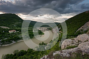 Magnificent spring sunset. Panoramic view of the rock phenomenon Wonderful rocks Bulgaria