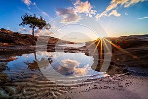 Sunset at Thasos island, Greece photo