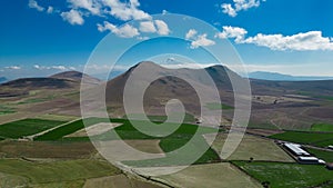 Magnificent view of erciyes mountain, fields and autumn texture